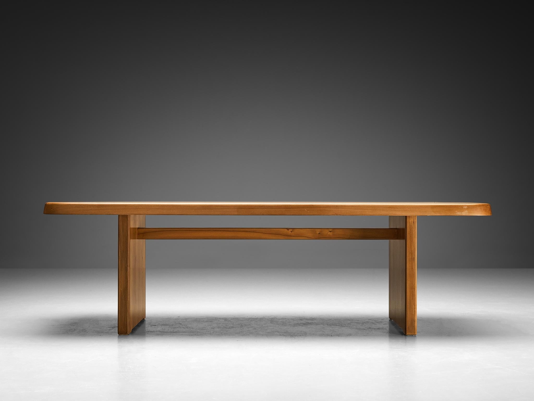 Early Pierre Chapo 'T20A' Dining Table in Solid Elm