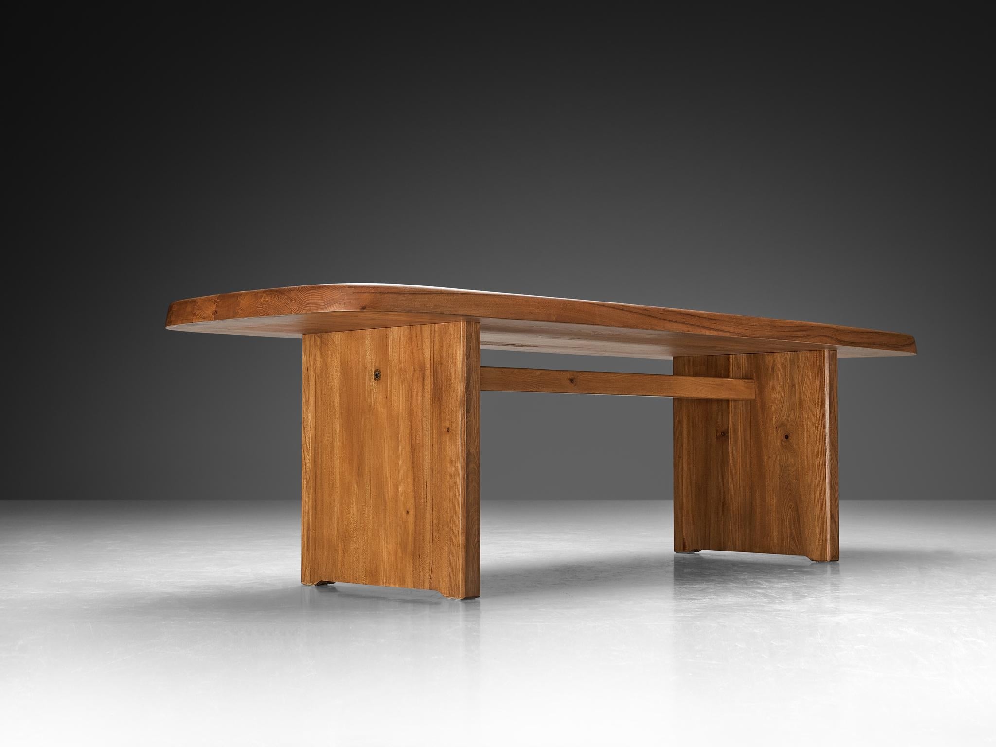 Early Pierre Chapo 'T20A' Dining Table in Solid Elm