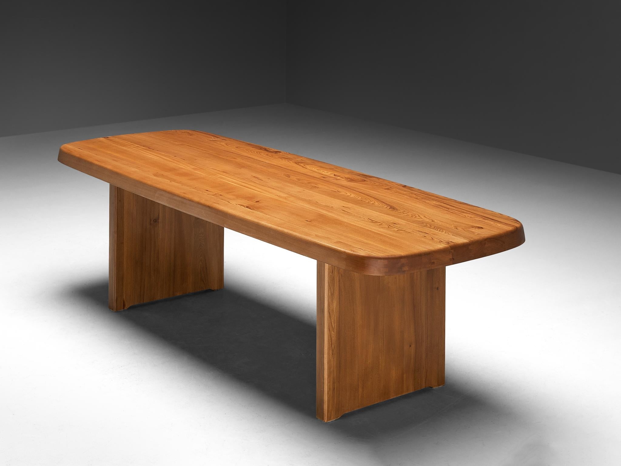 Early Pierre Chapo 'T20A' Dining Table in Solid Elm