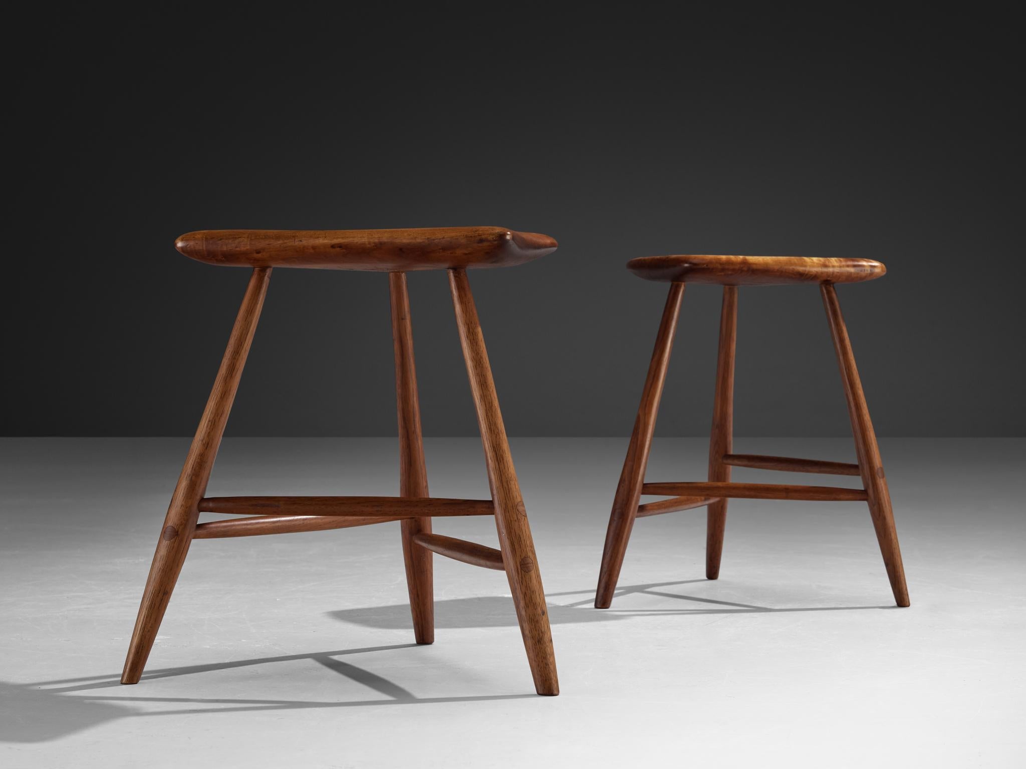 Wharton Esherick Three-Legged Stools in Cottonwood