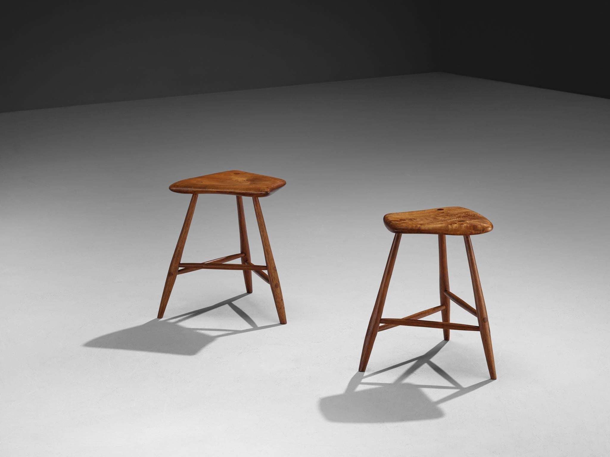 Wharton Esherick Three-Legged Stools in Cottonwood