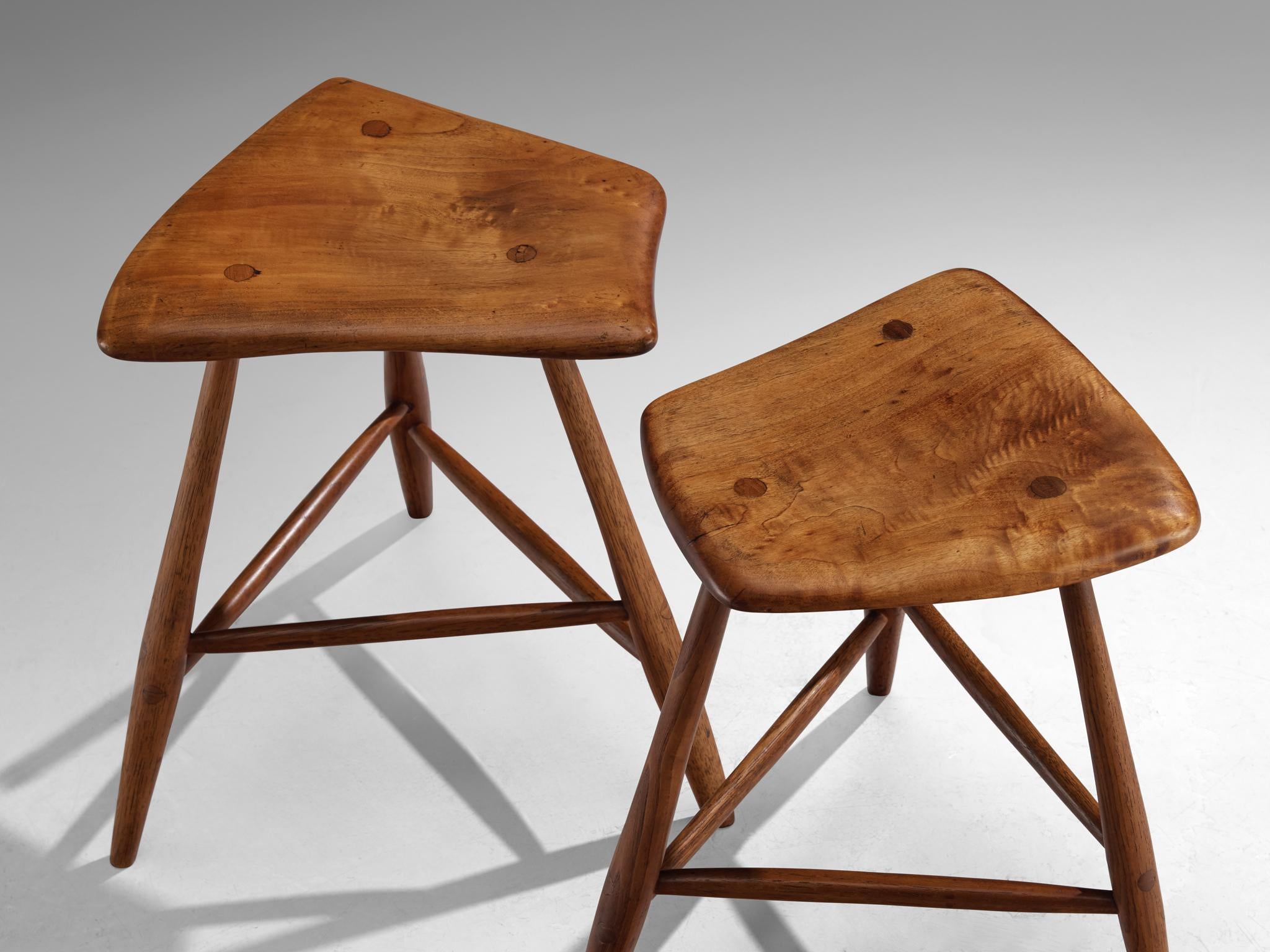 Wharton Esherick Three-Legged Stools in Cottonwood