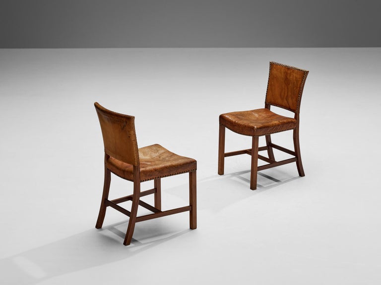 Dining Chairs in Niger Leather and Mahogany by Danish Cabinetmaker