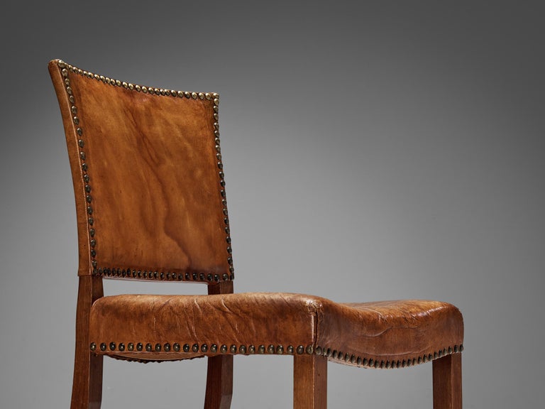 Dining Chairs in Niger Leather and Mahogany by Danish Cabinetmaker