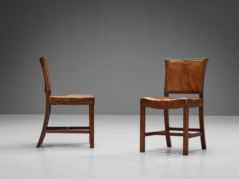 Dining Chairs in Niger Leather and Mahogany by Danish Cabinetmaker