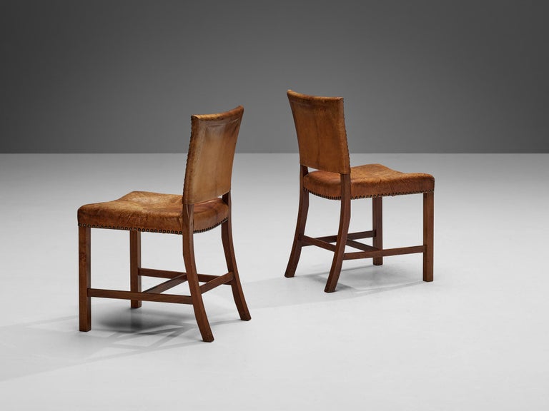 Dining Chairs in Niger Leather and Mahogany by Danish Cabinetmaker