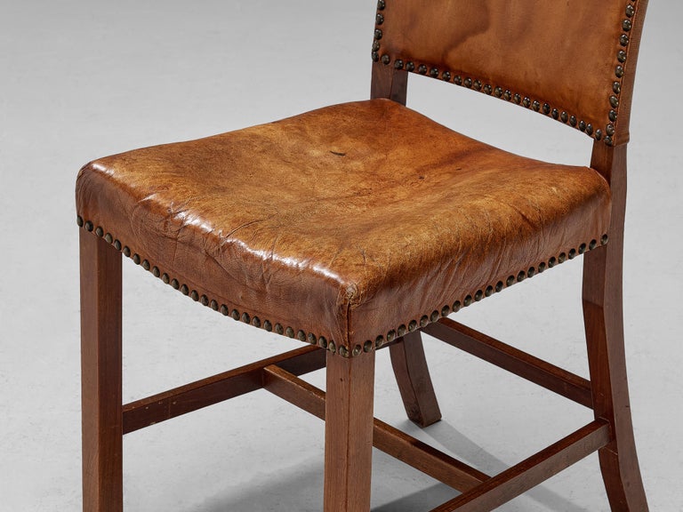 Dining Chairs in Niger Leather and Mahogany by Danish Cabinetmaker