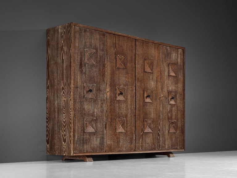 Unique Italian Highboard in Cerused Chestnut