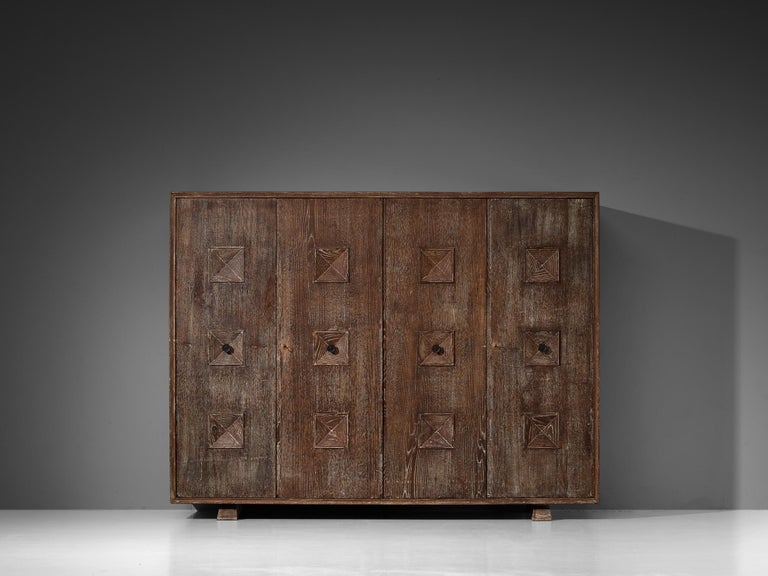 Unique Italian Highboard in Cerused Chestnut