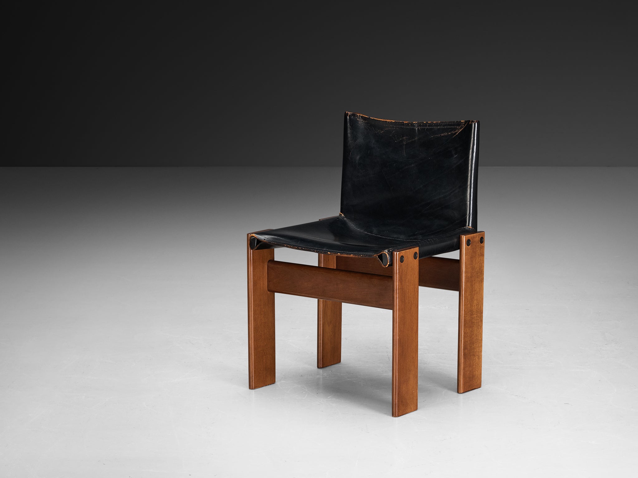 Afra & Tobia Scarpa for Molteni Set of Six 'Monk' Dining Chairs in Leather