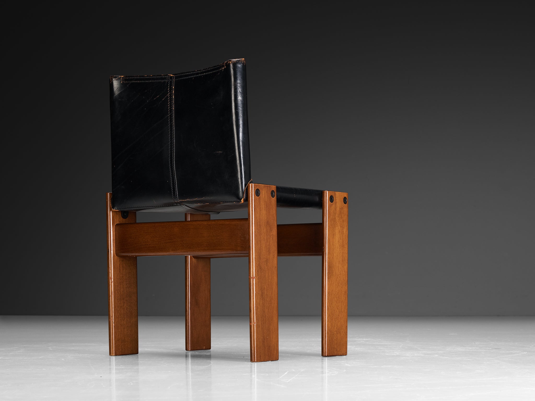 Afra & Tobia Scarpa for Molteni Set of Six 'Monk' Dining Chairs in Leather