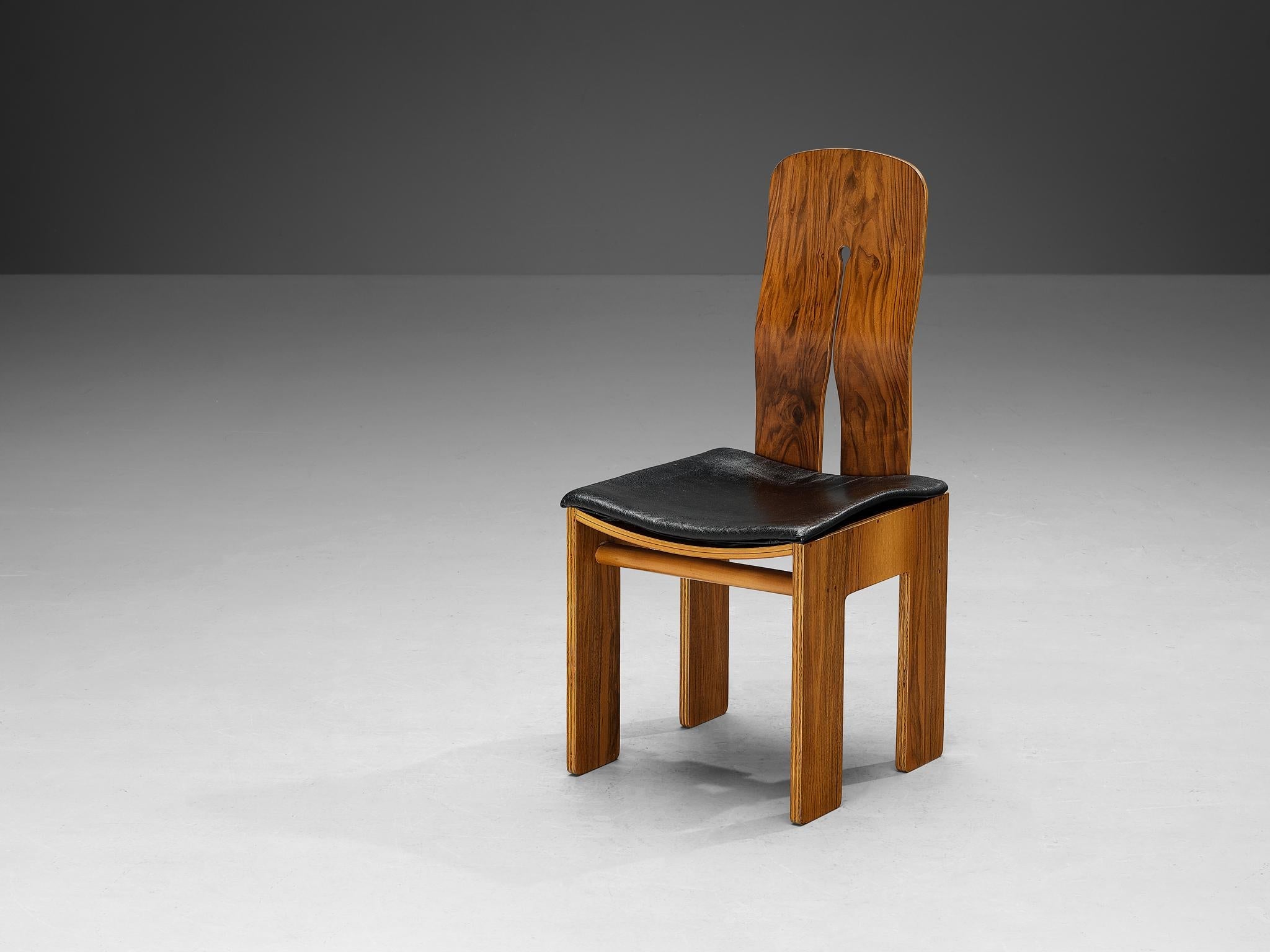 Carlo Scarpa for Bernini Dining Chair in Walnut and Leather