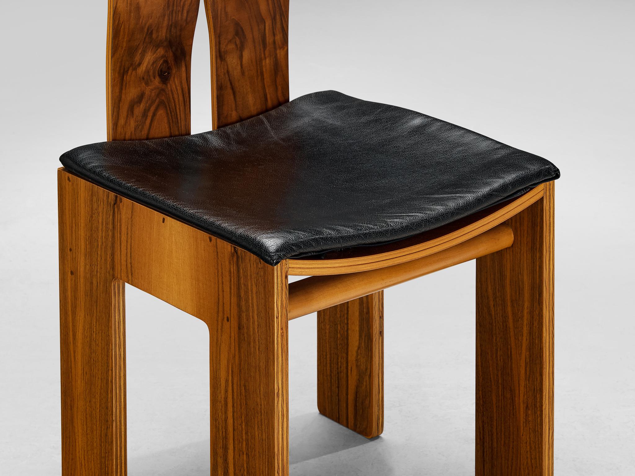 Carlo Scarpa for Bernini Dining Chair in Walnut and Leather