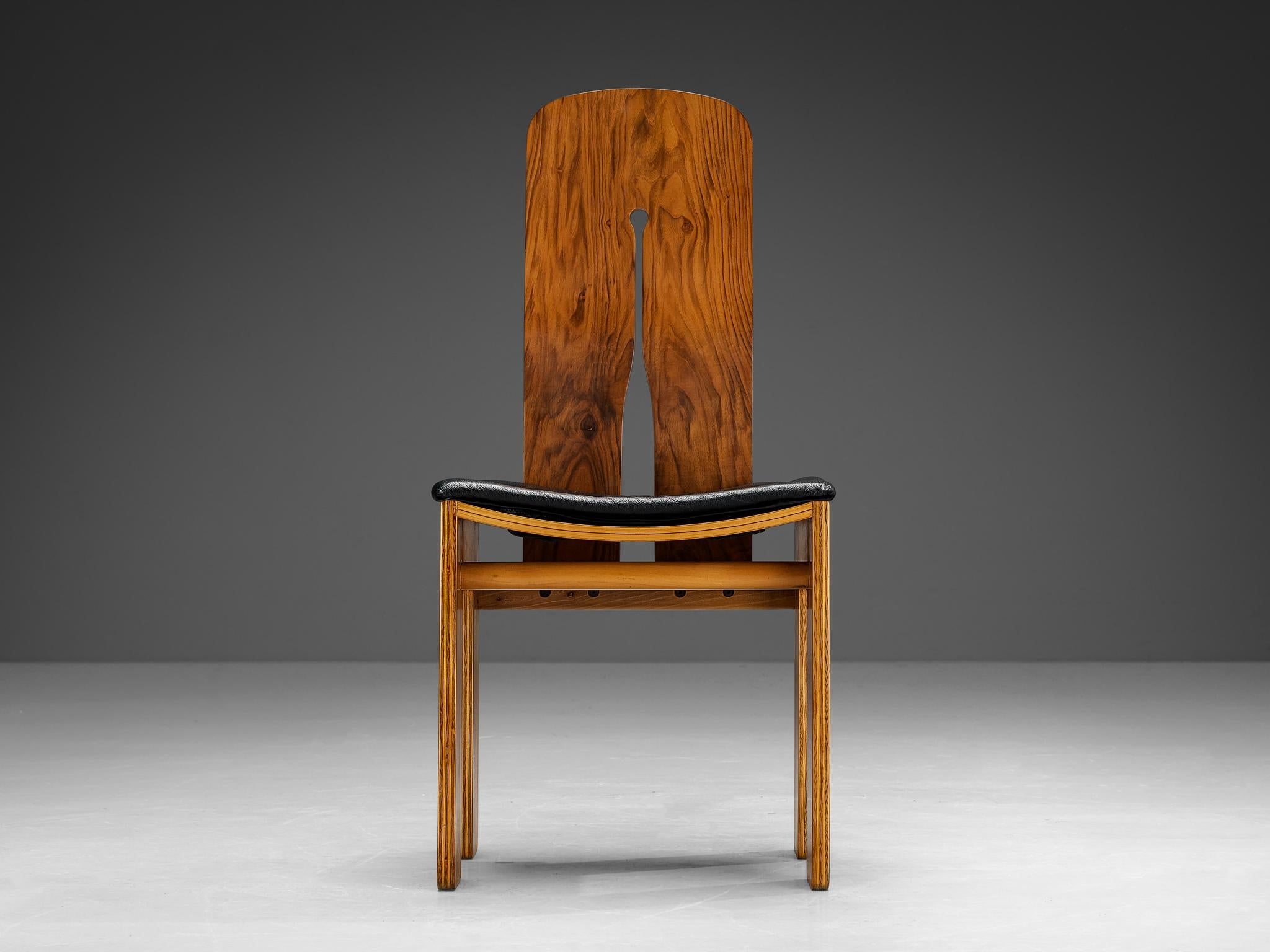 Carlo Scarpa for Bernini Dining Chair in Walnut and Leather