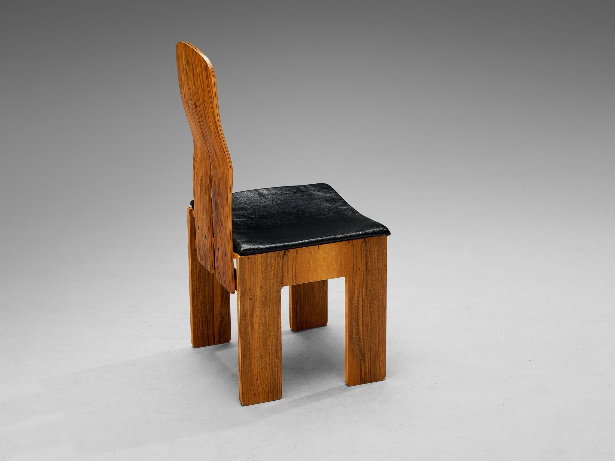 Carlo Scarpa for Bernini Dining Chair in Walnut and Leather