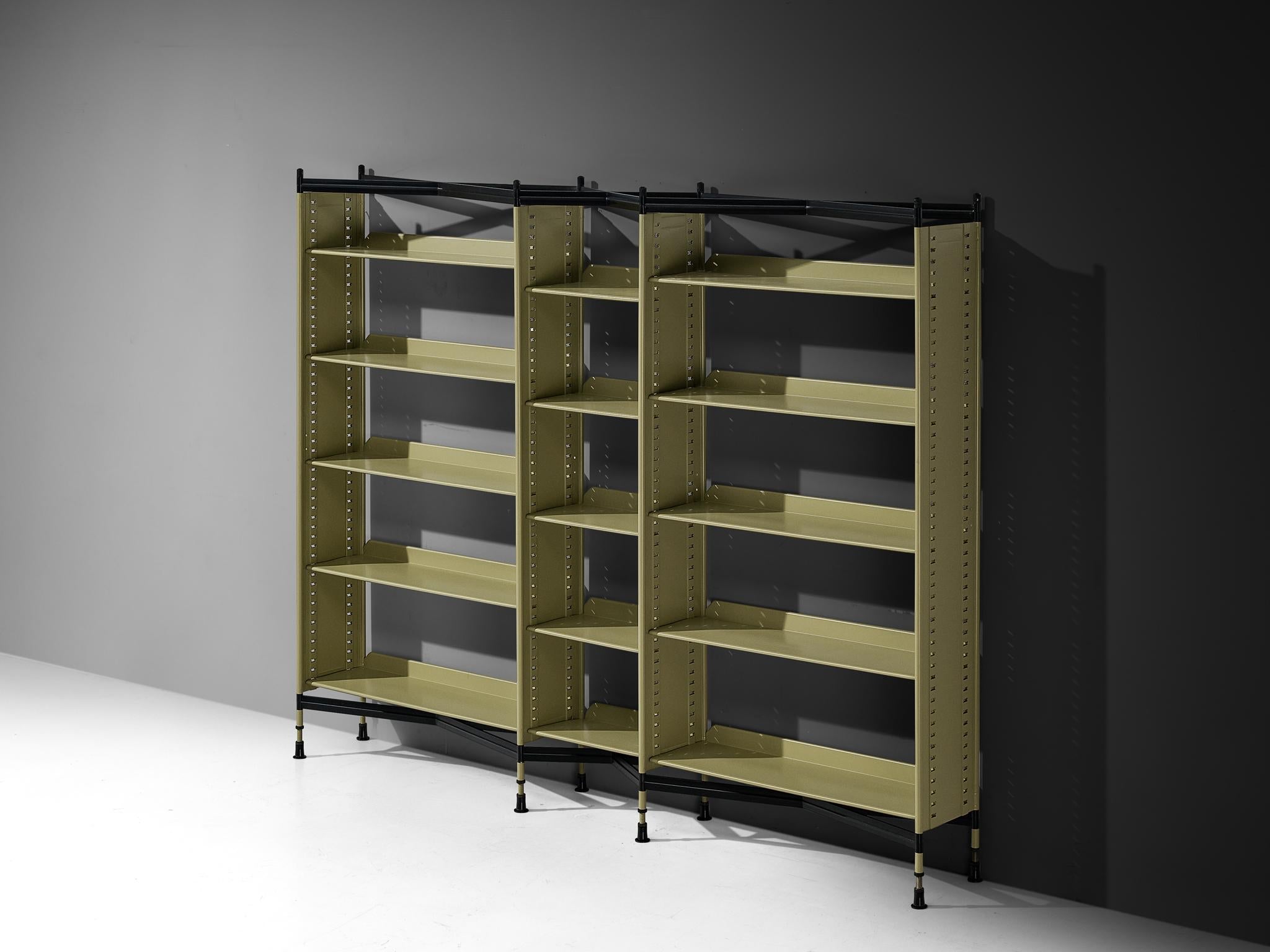 Studio BBPR for Olivetti 'Spazio' Shelving System in Green Coated Steel