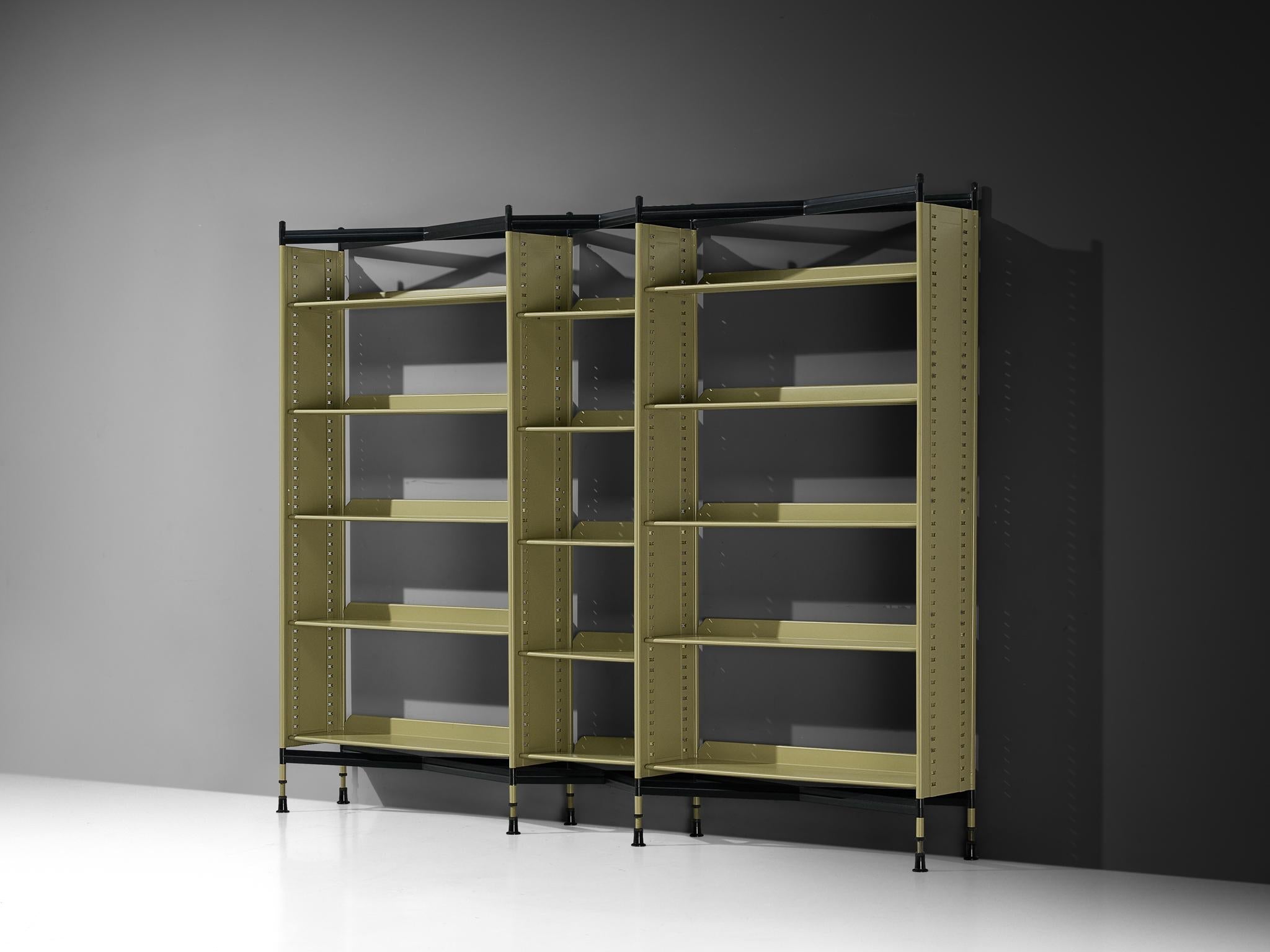 Studio BBPR for Olivetti 'Spazio' Shelving System in Green Coated Steel