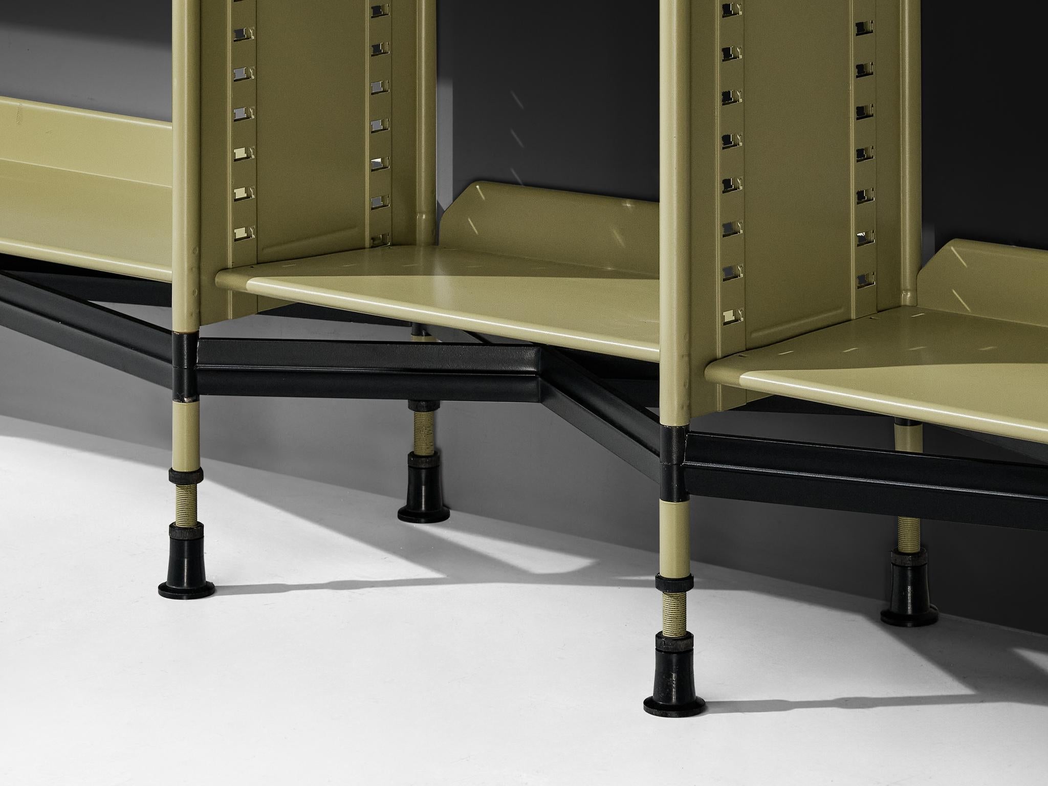 Studio BBPR for Olivetti 'Spazio' Shelving System in Green Coated Steel