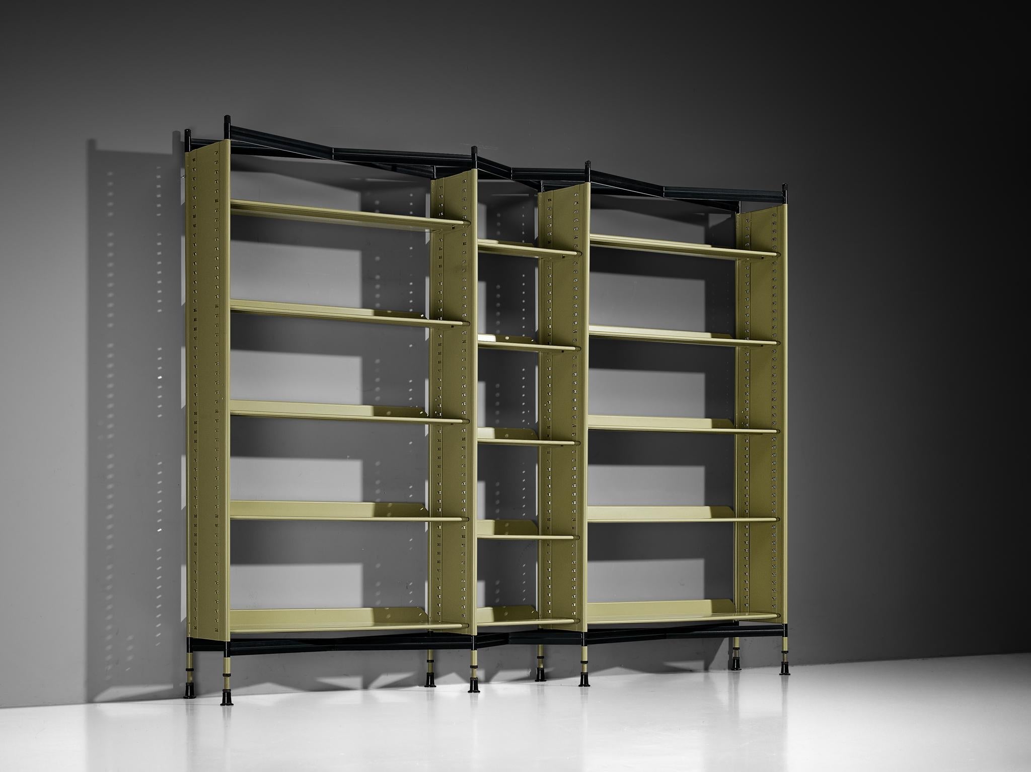 Studio BBPR for Olivetti 'Spazio' Shelving System in Green Coated Steel