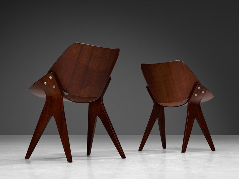 Gianni Moscatelli for Formanova Set of Four 'Bivalve 940' Dining Chairs Mahogany