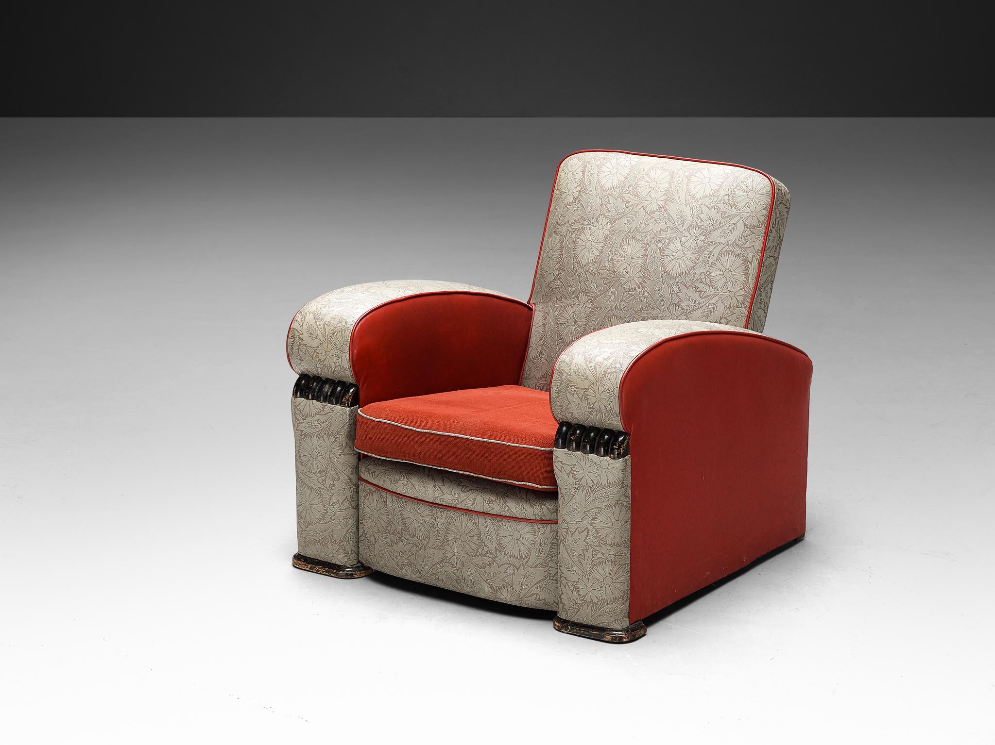 Art Deco Lounge Chair in Decorative Upholstery