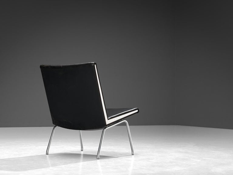 Hans J. Wegner for A.P. Stolen Pair of 'Airport' Chairs in Leather & Steel