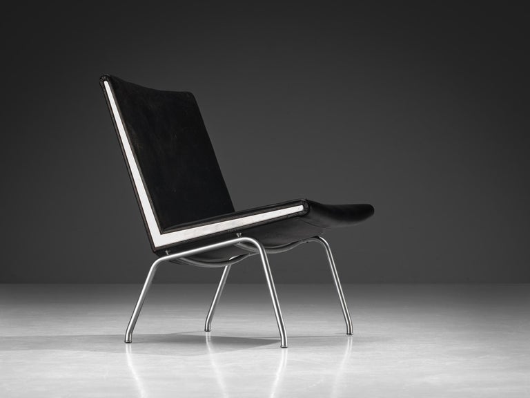 Hans J. Wegner for A.P. Stolen Pair of 'Airport' Chairs in Leather & Steel