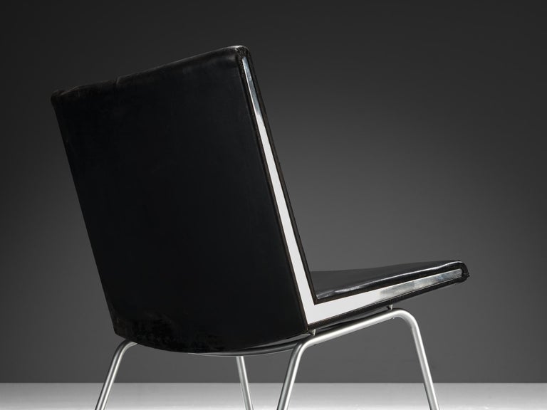 Hans J. Wegner for A.P. Stolen Pair of 'Airport' Chairs in Leather & Steel