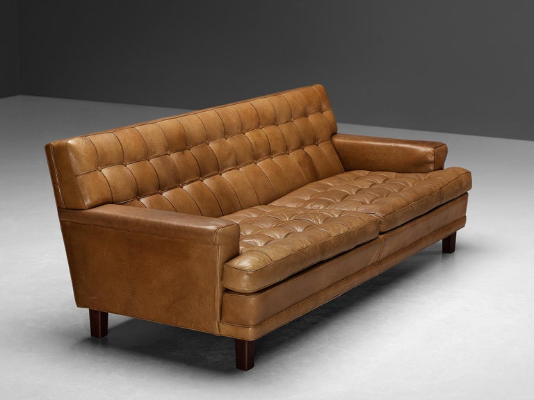 Arne Norell 'Merkur' Sofa in Cognac Leather