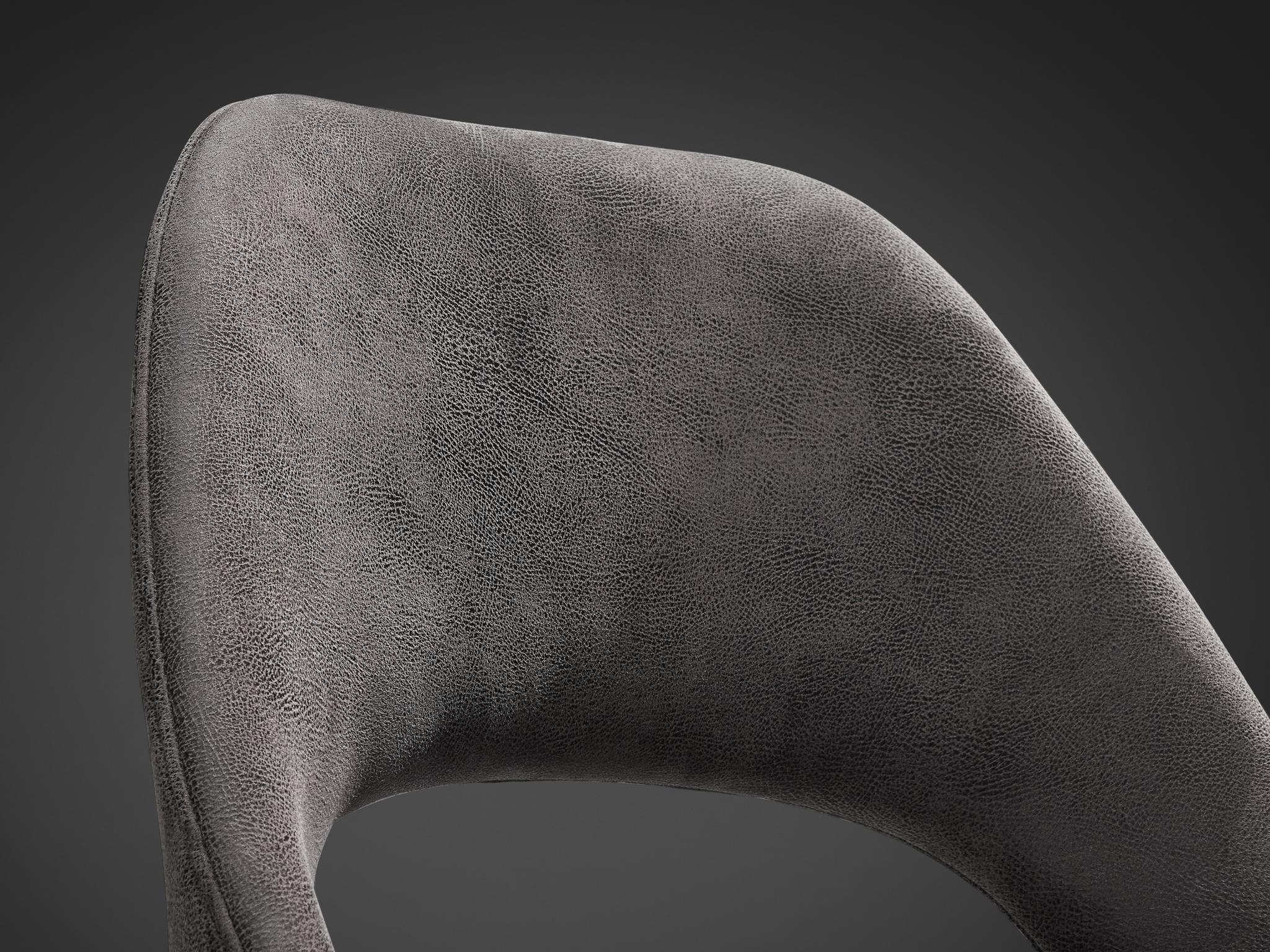 Eero Saarinen for Knoll Dining Chair in Grey Leather and Black Metal