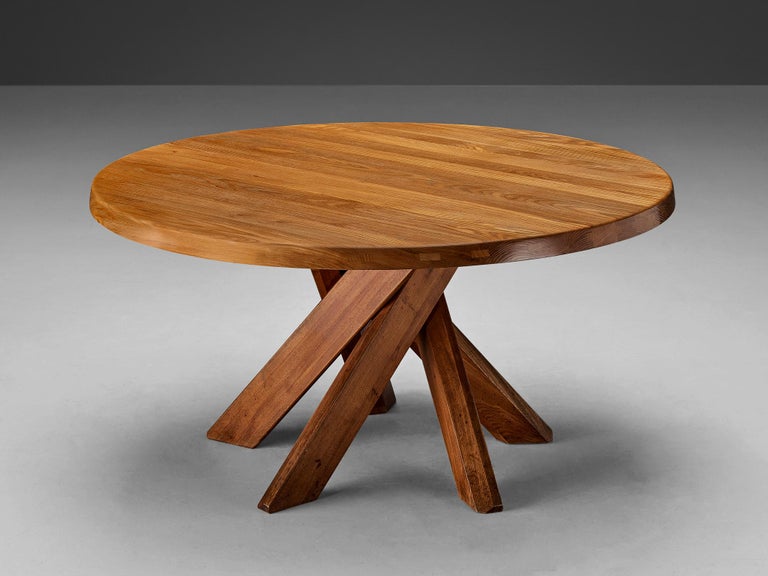 Early Pierre Chapo 'T21D' Dining Table in Solid Elm