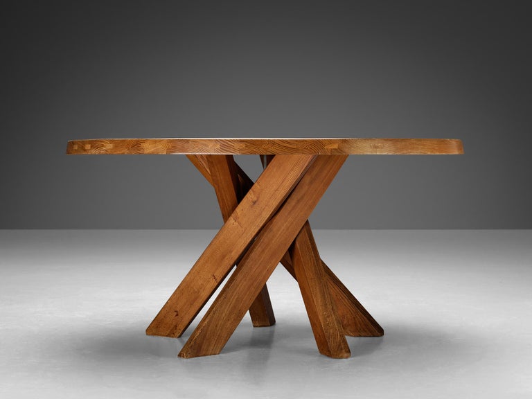 Early Pierre Chapo 'T21D' Dining Table in Solid Elm