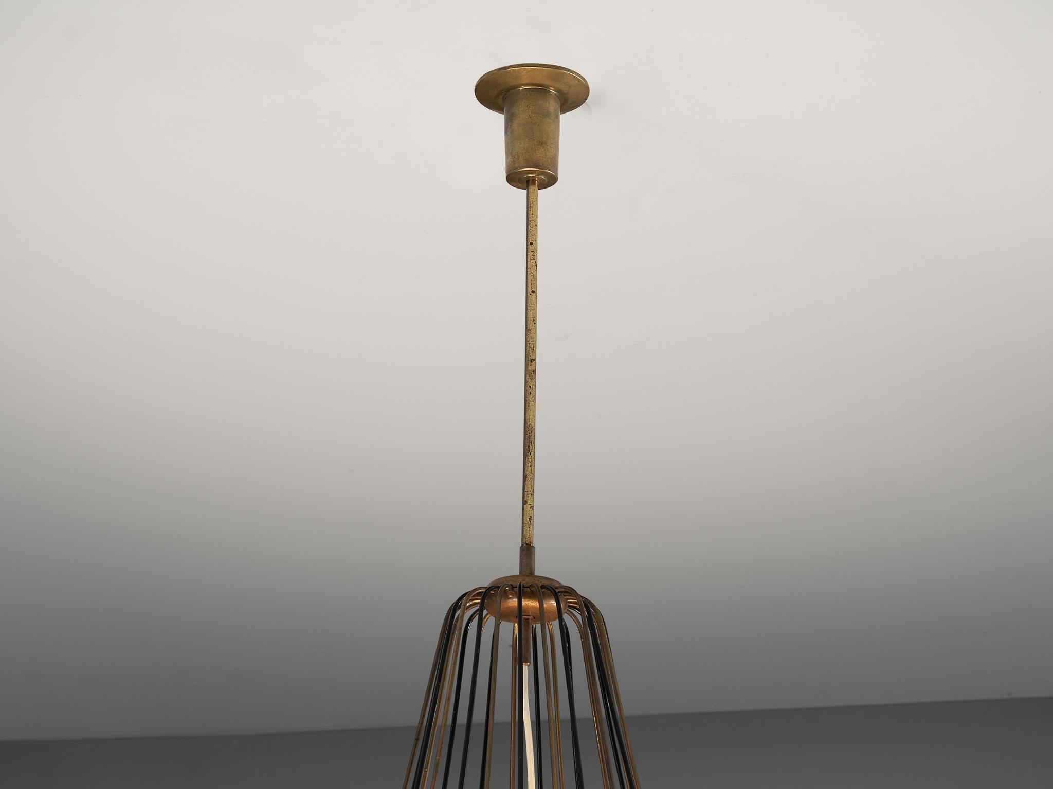 Angelo Lelii for Arredoluce 'Medusa' Chandelier Brass and White Opal Glass