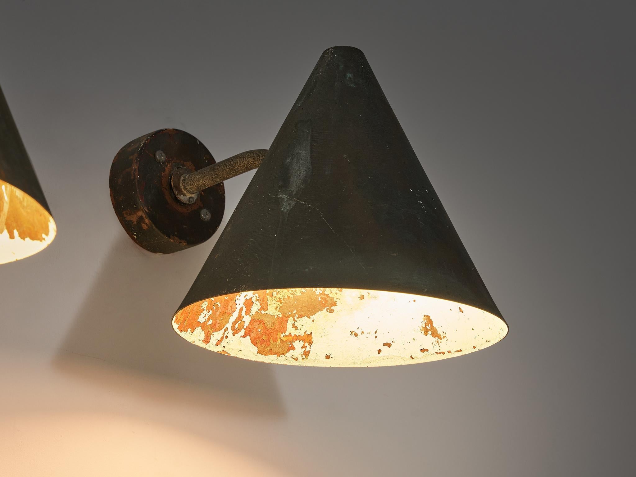 Hans-Agne Jakobsson 'Tratten' Wall Lights in Patinated Copper