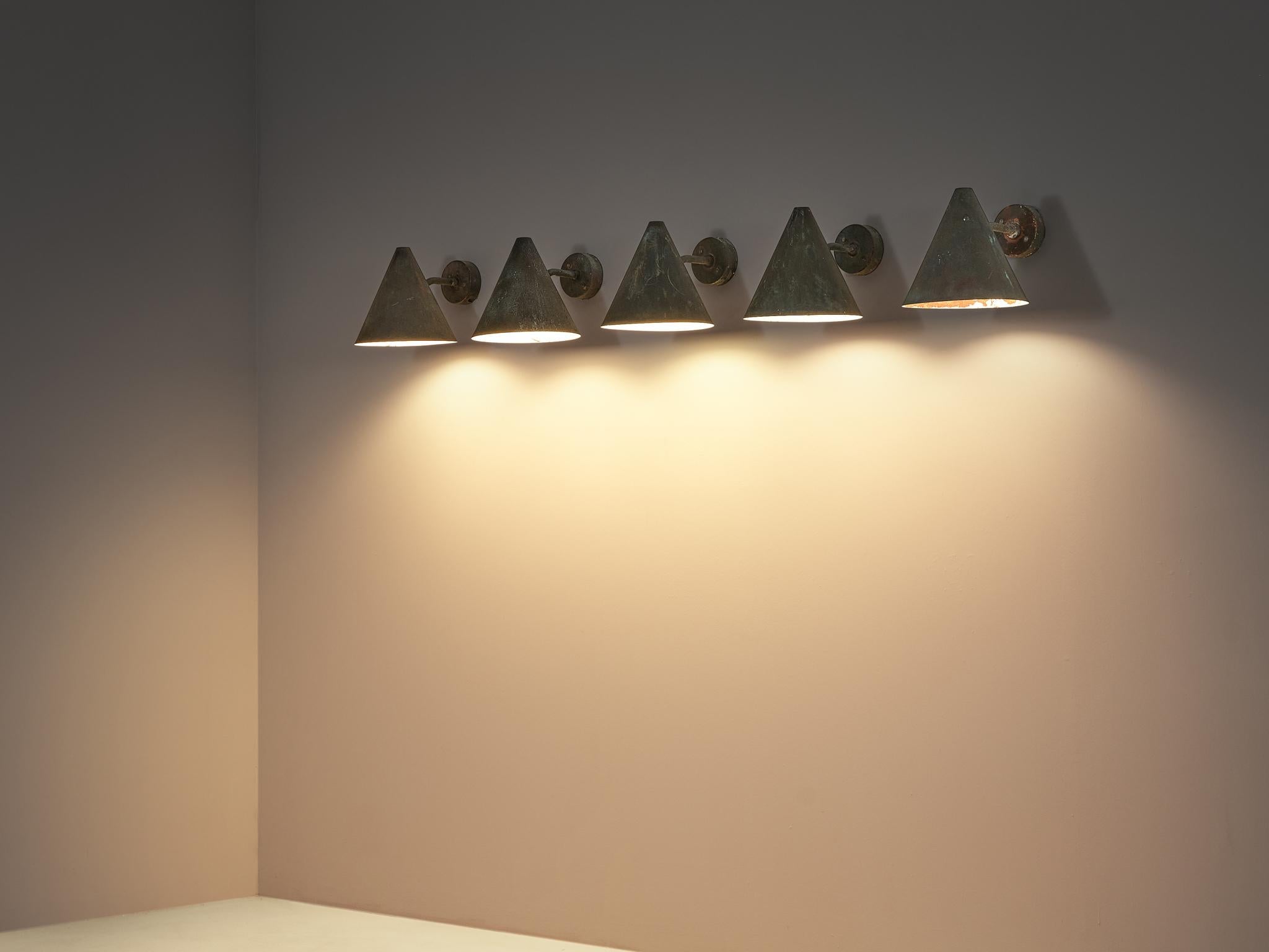 Hans-Agne Jakobsson 'Tratten' Wall Lights in Patinated Copper