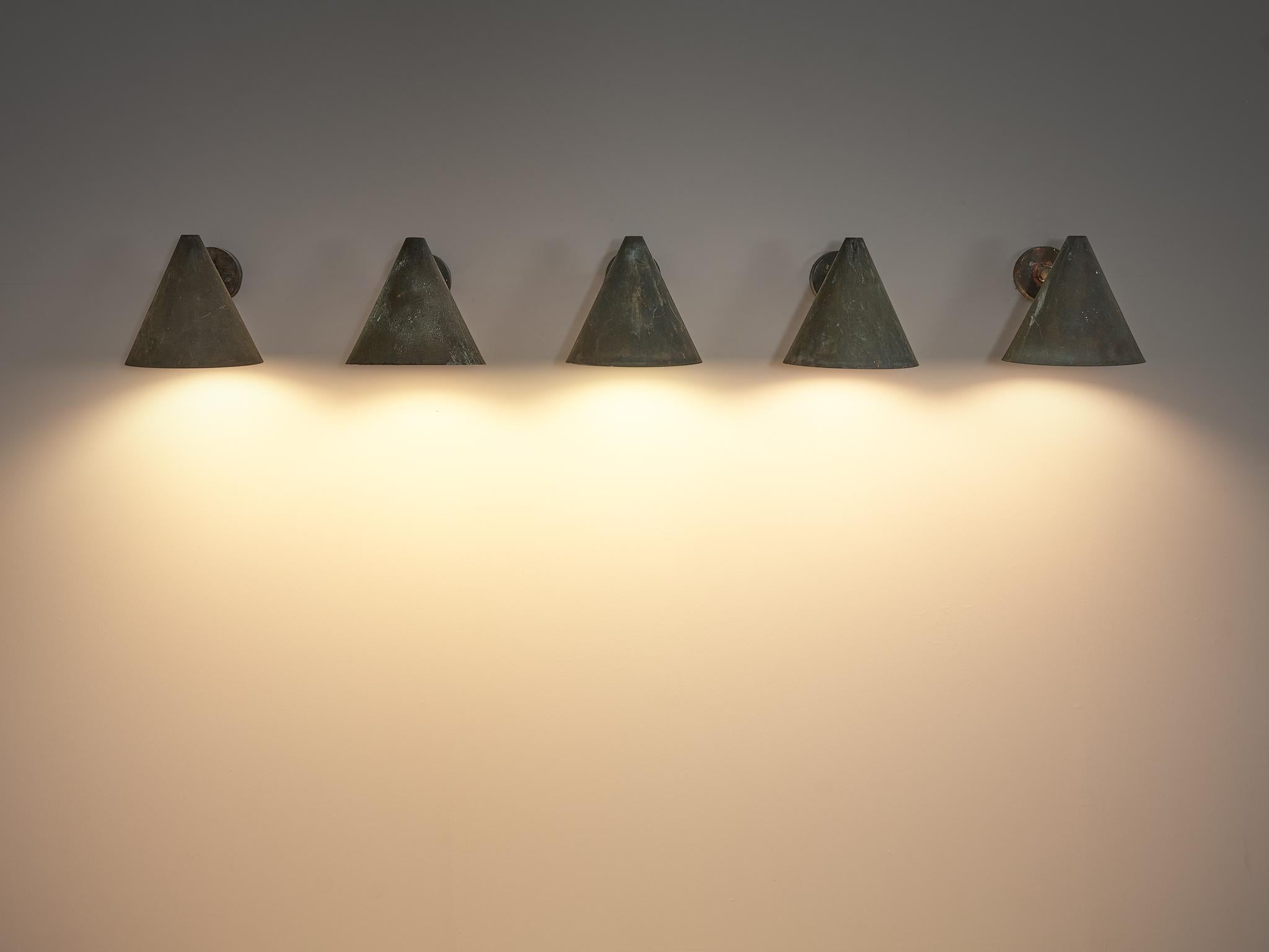 Hans-Agne Jakobsson 'Tratten' Wall Lights in Patinated Copper