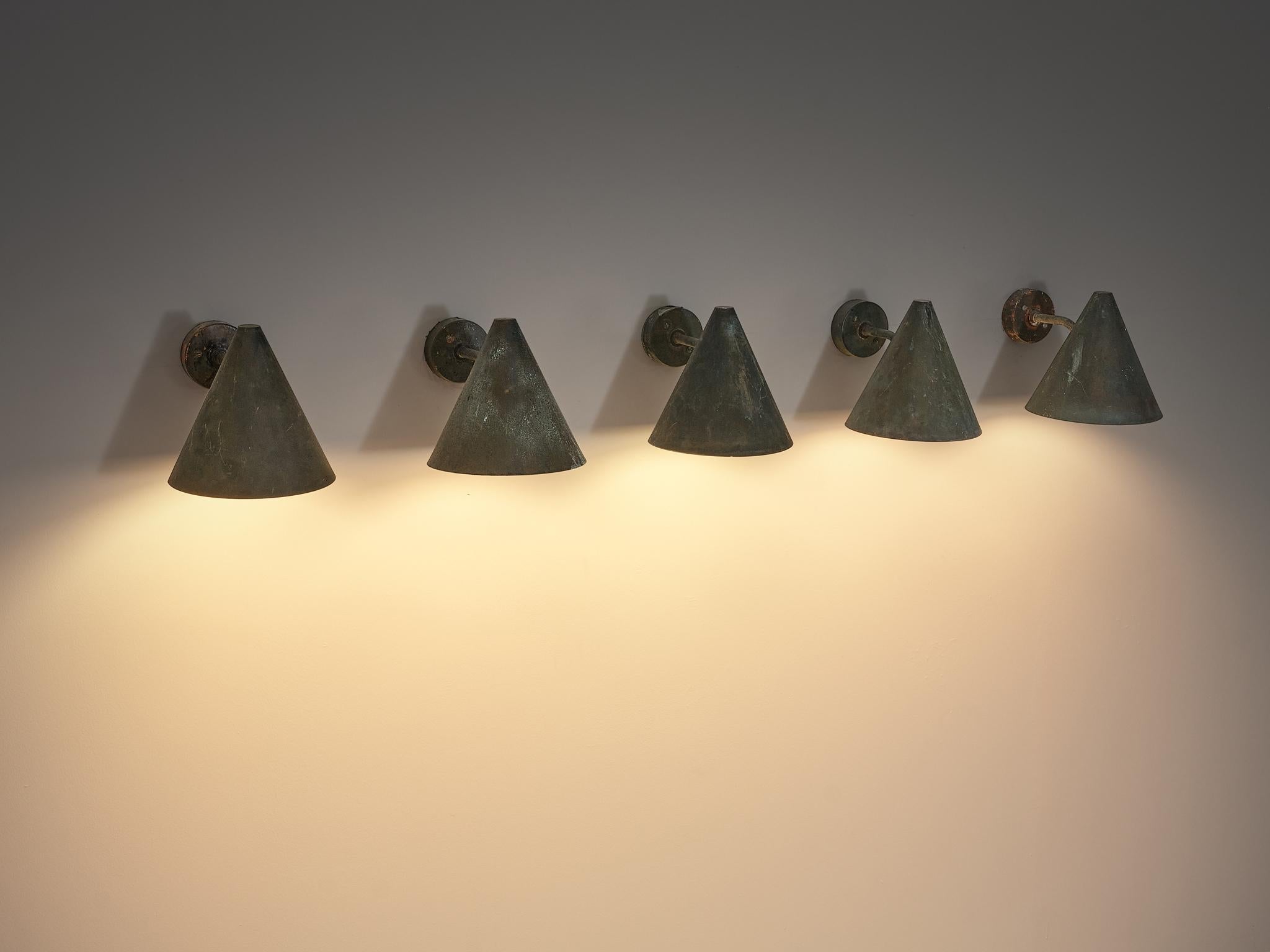 Hans-Agne Jakobsson 'Tratten' Wall Lights in Patinated Copper