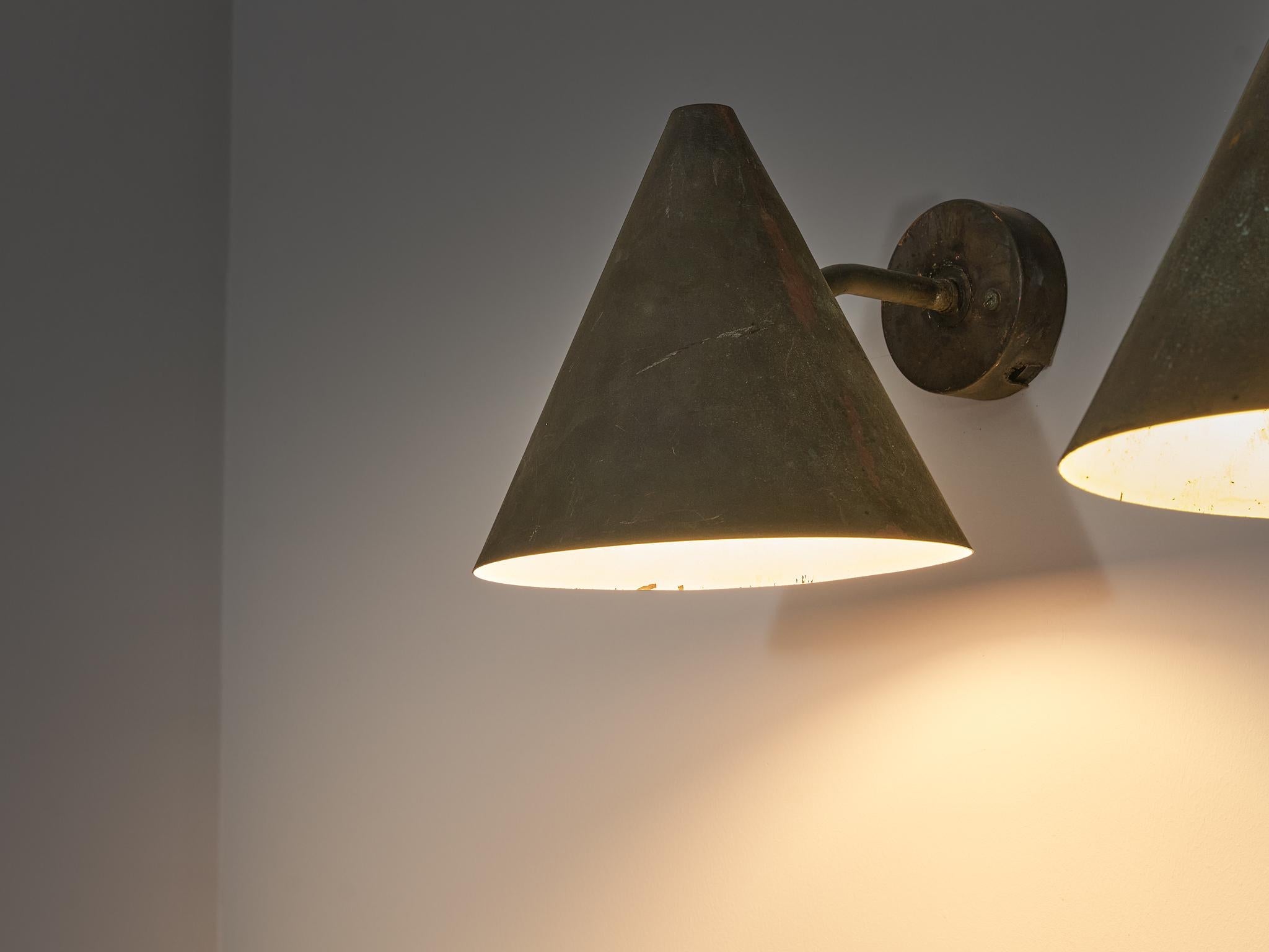 Hans-Agne Jakobsson 'Tratten' Wall Lights in Patinated Copper