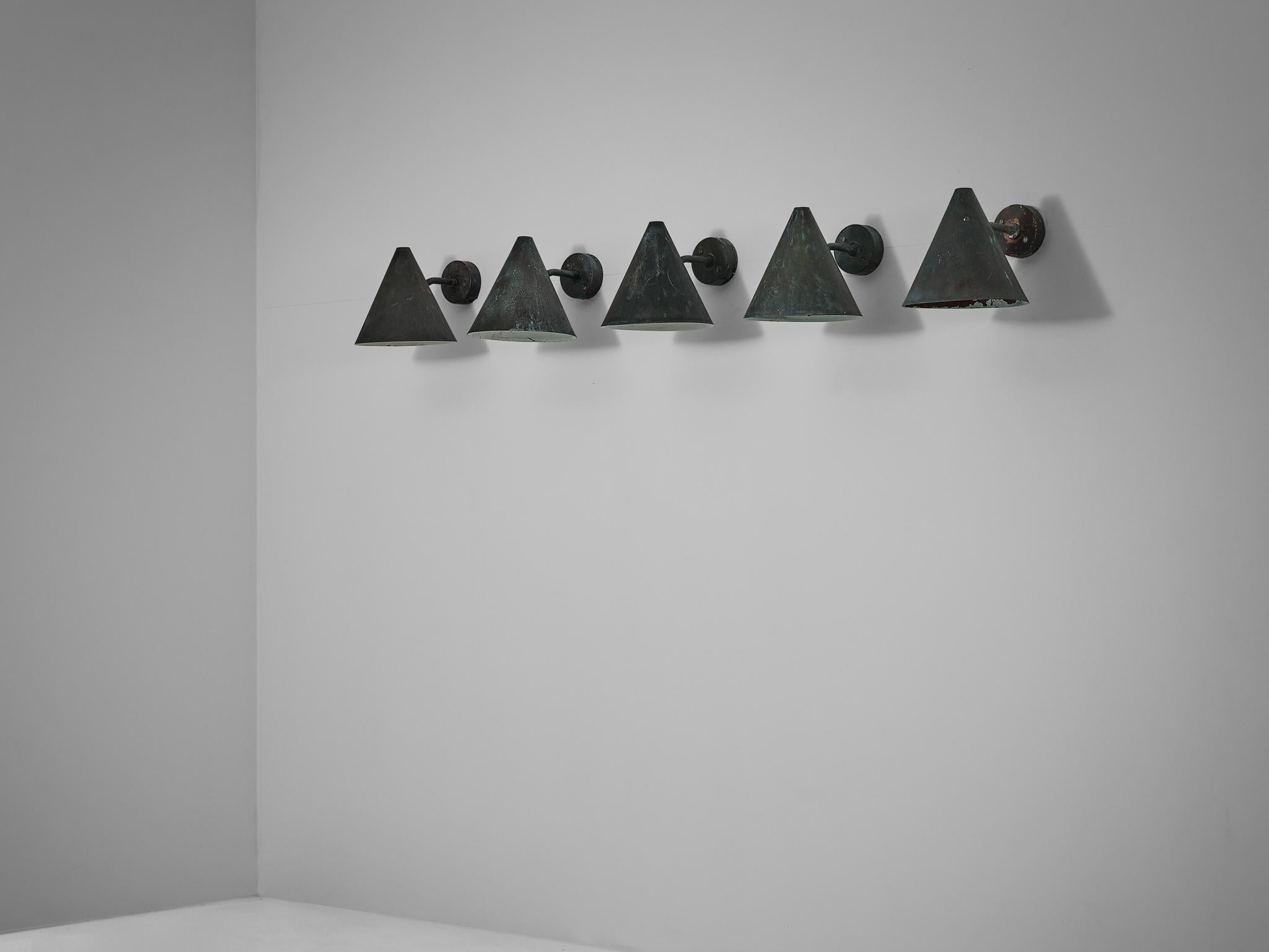 Hans-Agne Jakobsson 'Tratten' Wall Lights in Patinated Copper