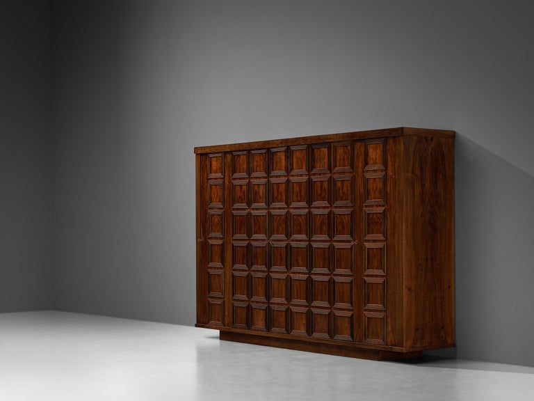 Large Italian Art Deco Wardrobe or Sideboard in Walnut 1940s