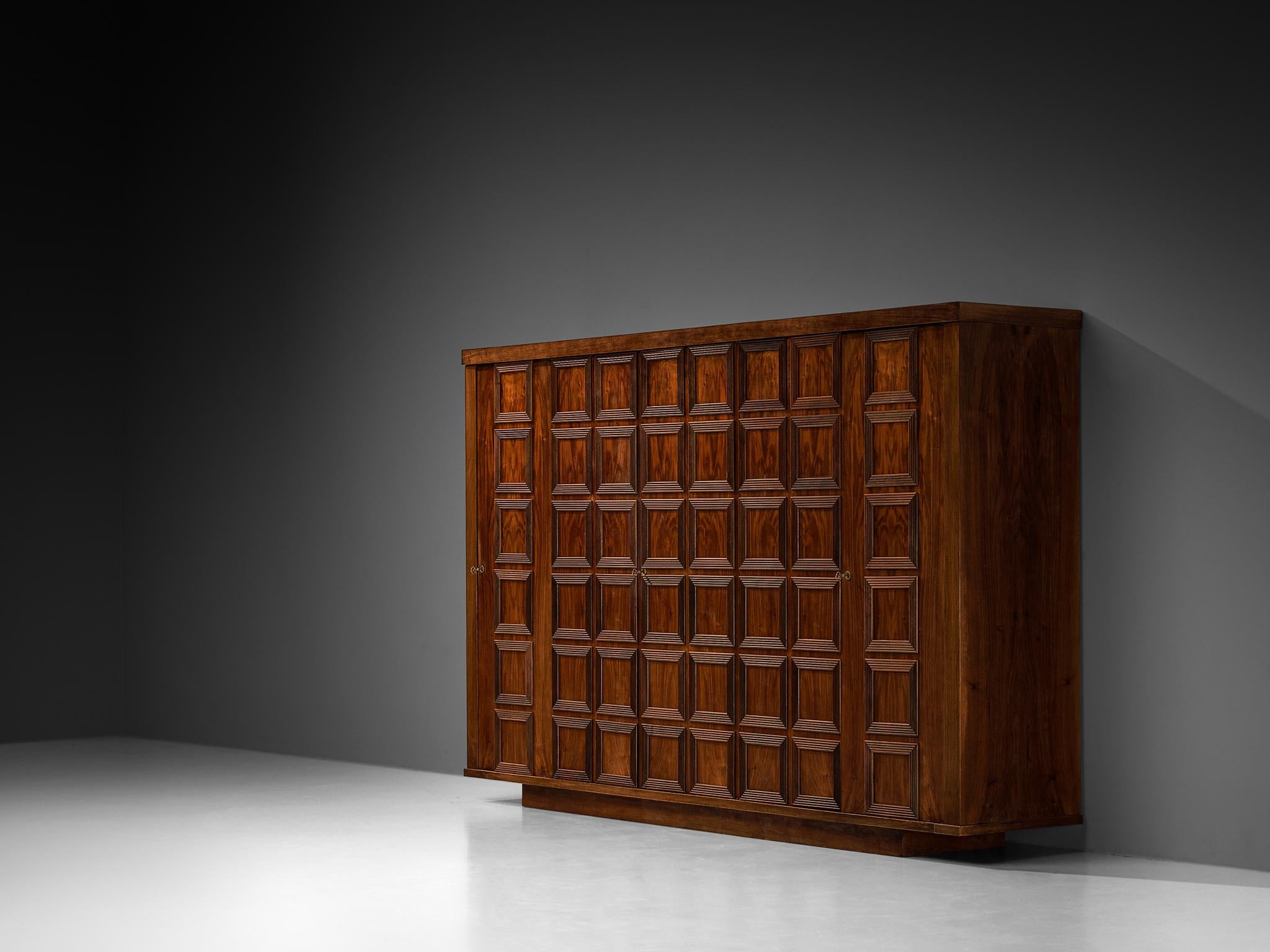 Large Italian Art Deco Wardrobe or Highboard in Walnut 1940s