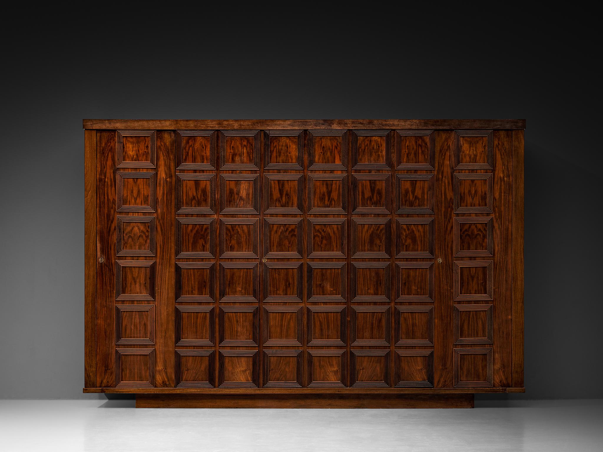 Large Italian Art Deco Wardrobe or Highboard in Walnut 1940s