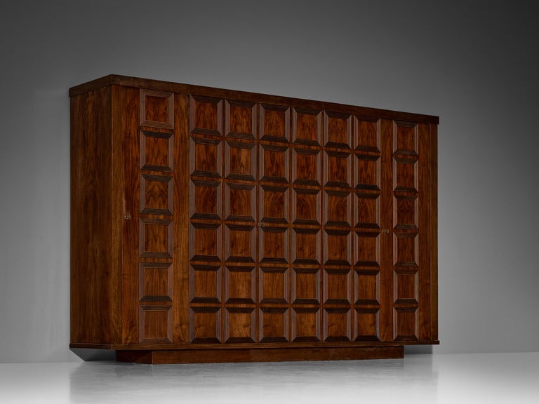 Large Italian Art Deco Wardrobe or Sideboard in Walnut 1940s