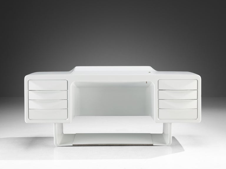 Ernest Igl for Wilhelm Werndl 'Directors' Writing Desk in White Polyurethane