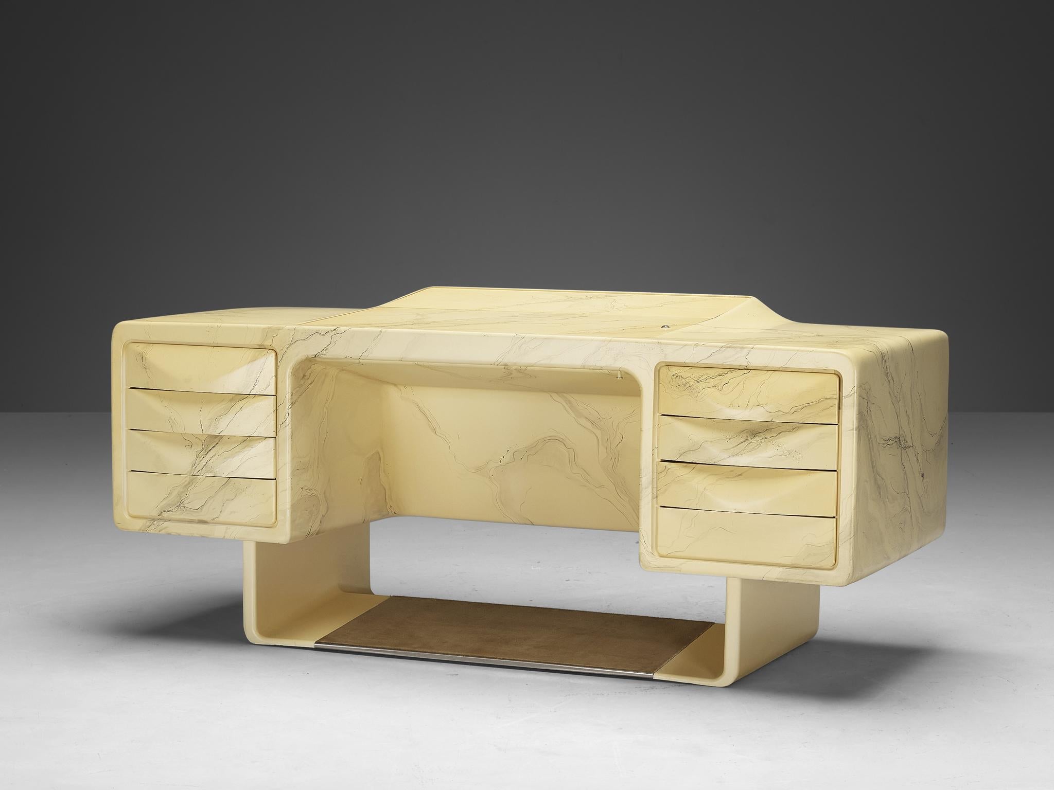 Ernest Igl for Wilhelm Werndl Directors Desk in Marble Look Fiberglass