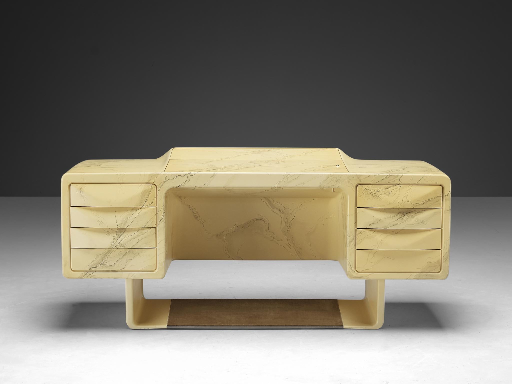 Ernest Igl for Wilhelm Werndl Directors Desk in Marble Look Fiberglass