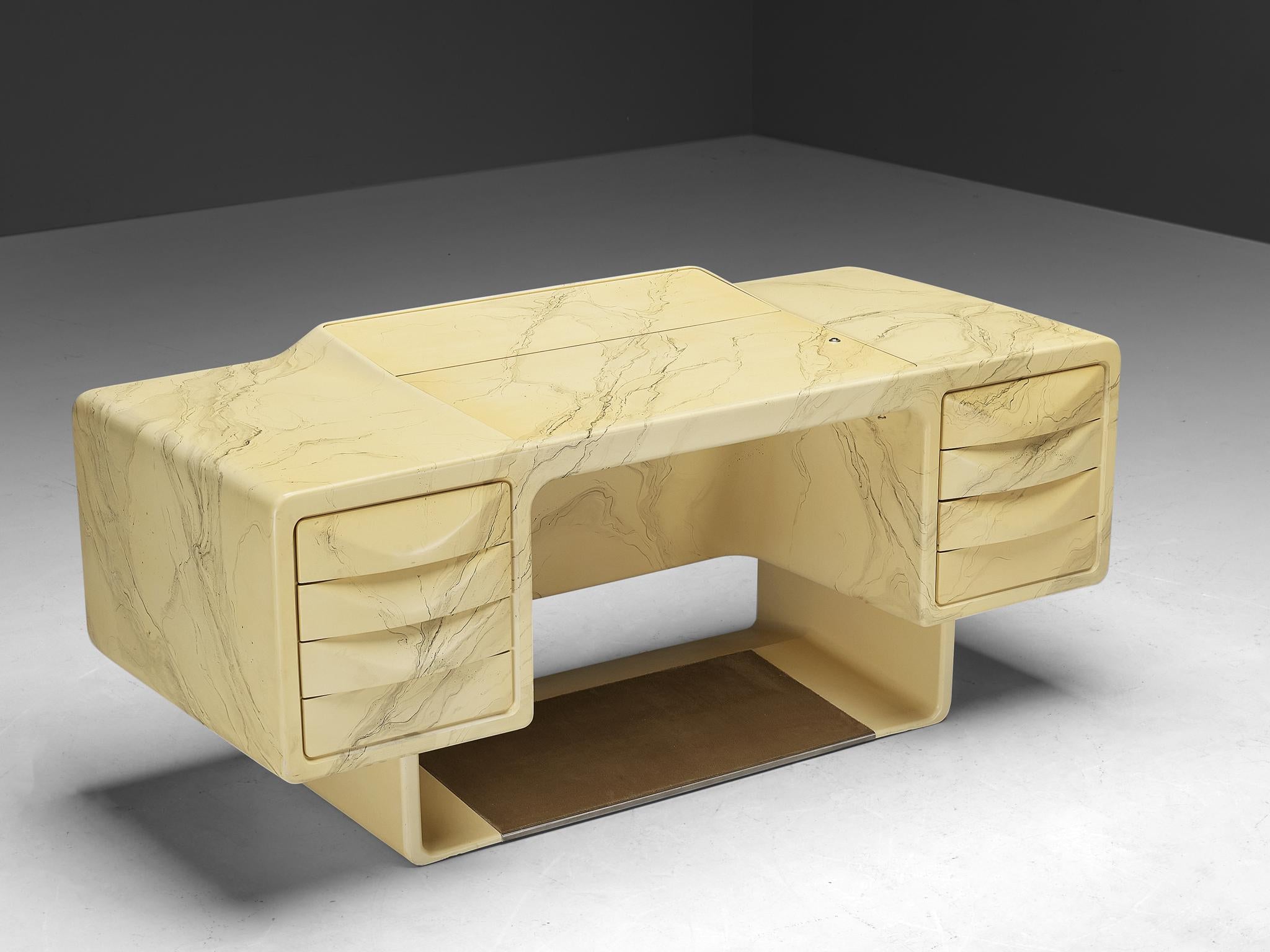 Ernest Igl for Wilhelm Werndl Directors Desk in Marble Look Fiberglass