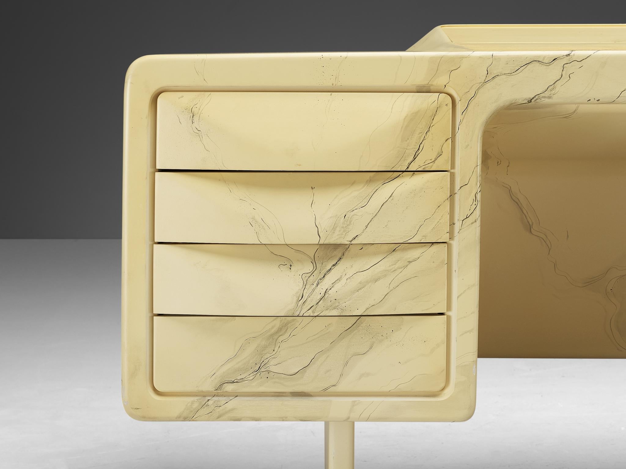 Ernest Igl for Wilhelm Werndl Directors Desk in Marble Look Fiberglass