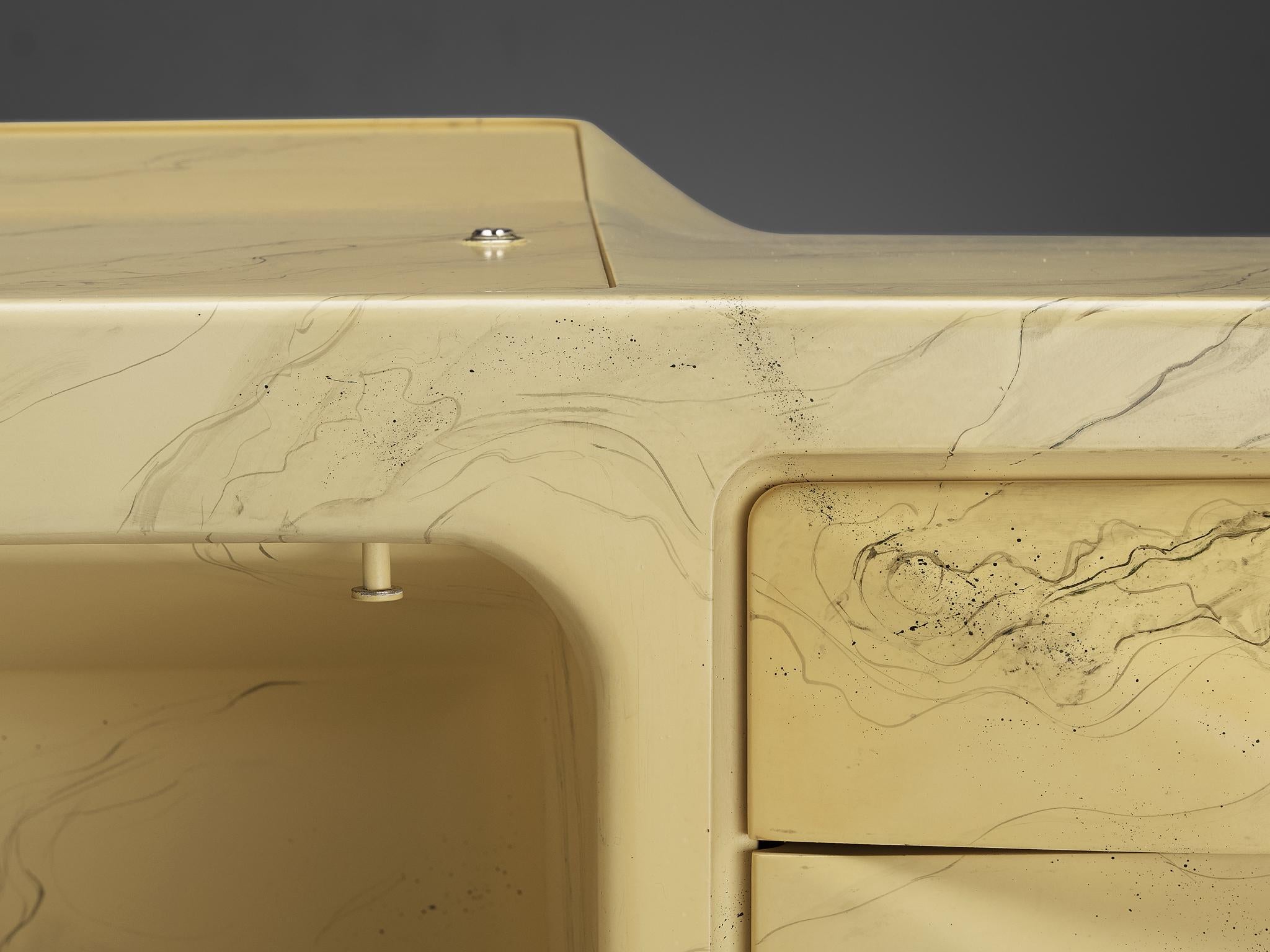 Ernest Igl for Wilhelm Werndl Directors Desk in Marble Look Fiberglass