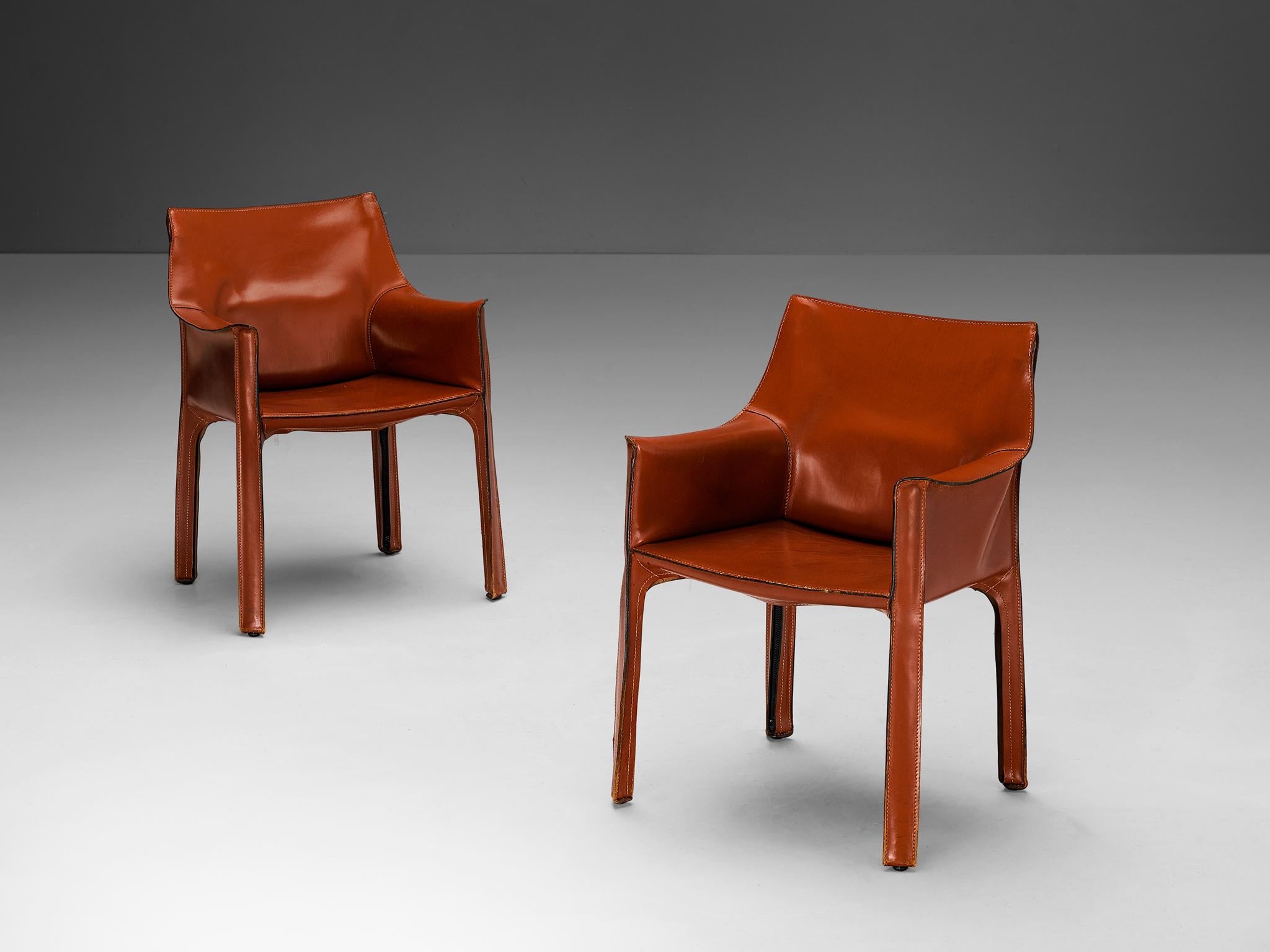 Mario Bellini for Cassina 'CAB 413' Dining Chairs in Leather